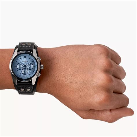 Fossil CH2564 COACHMAN Black Leather Strap 44mm - Zegarek.net