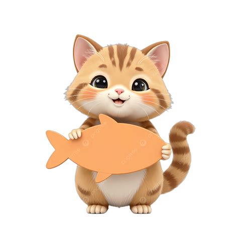 Cartoon Cat Holding Orange Fish, The Cat, Orange Fish, Hug PNG