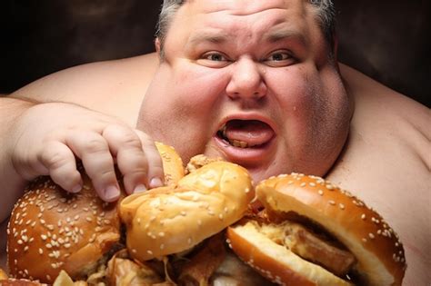 Closeup disgusting portrait of very fat man eating | Premium AI ...