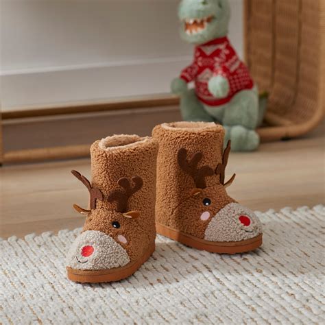 Adairs Kids - Novelty Reindeer Sherpa Boots | Adairs