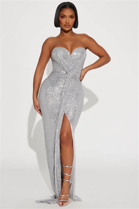 Celeste Sequin Maxi Dress - Silver | Fashion Nova