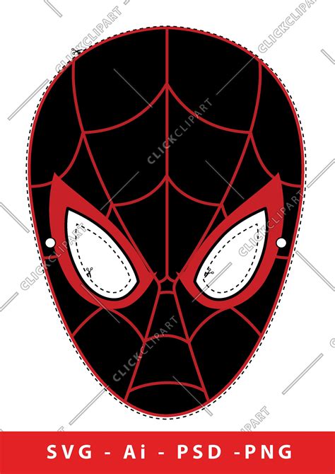Miles Morales Spider-man, Birthday Party, Digital Paper Face Mask, SVG