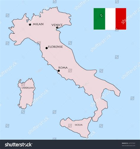 Simple Italy Map Stock Vector 24757333 - Shutterstock