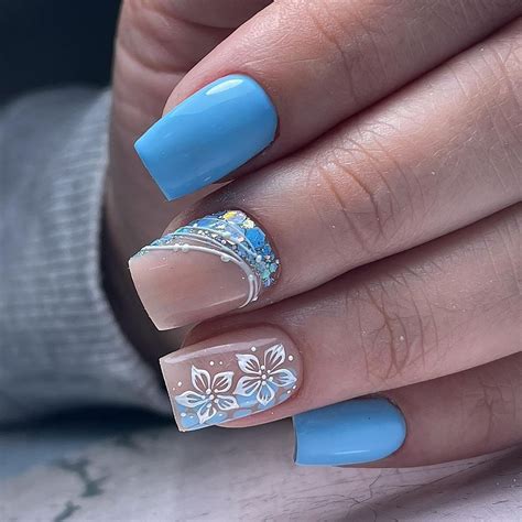 Acrylic Nails Square Blue