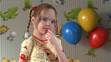 realistic child girl everyday style rigged  cinema