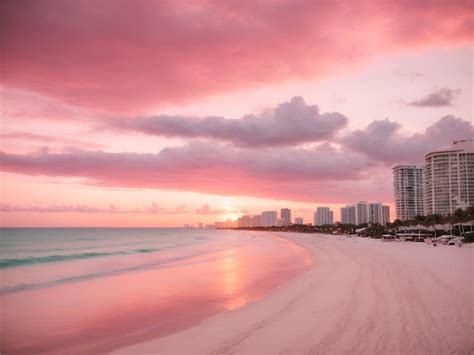 Premium Photo | Miami beach florida with pink sunset