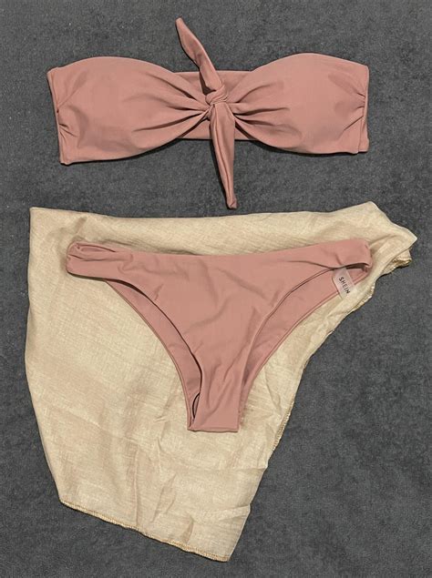 BRAND NEW! SHEIN SEXY 3in1 NEUTRAL NUDE BROWN BIKINI SWIMSUIT WITH