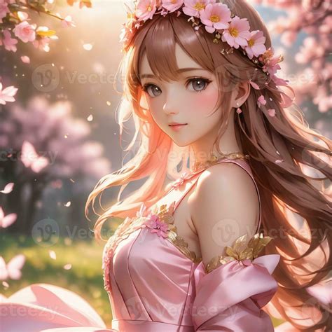 AI generated Animation of beautiful girl wearing a dress and flower