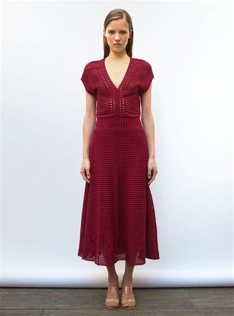 molli dress in openwork wicker knit cherry | Molli