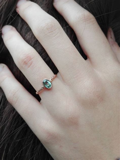 Oval Green Sapphire Engagement Ring With Braided Band
