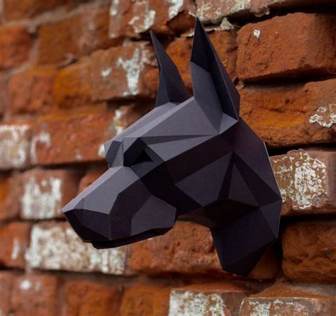 Papercraft 3D DOBERMAN NEW Head Pepakura Pdf Template Low Polygonal ...