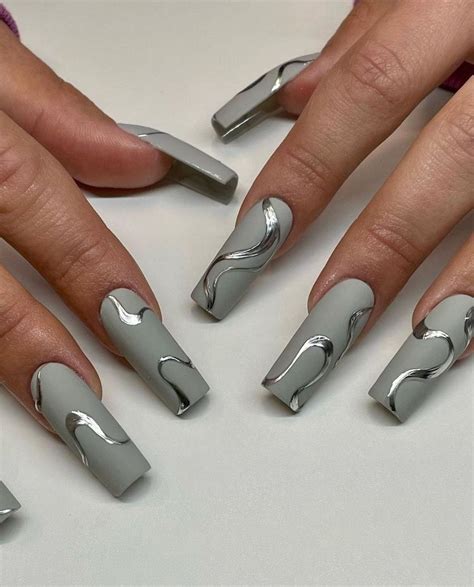 Nails | Design | Stylish nails, Gray nails, Grey matte nails