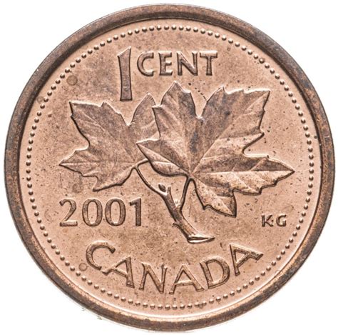 Монета Канада 1 цент (cent) 2001 стоимостью 109 руб.