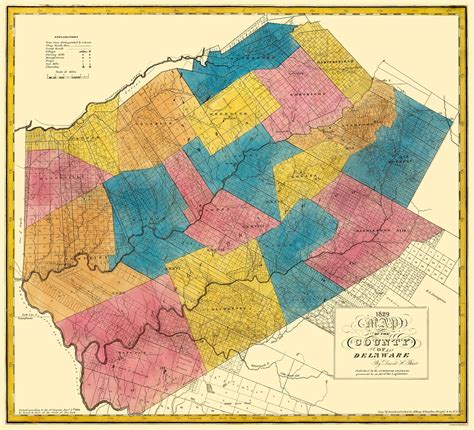 Historic County Map - Delaware County New York - Burr 1829 - 25.38 x 23