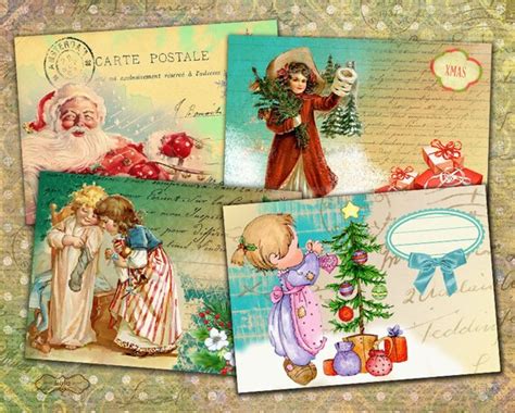 Christmas Cards Digital Collage Sheet Digital Cards | Etsy