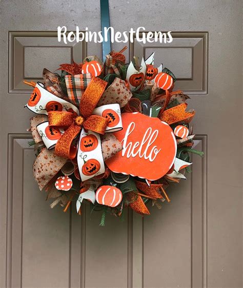 Fall wreath fall decor pumpkin wreath pumpkin decor | Etsy