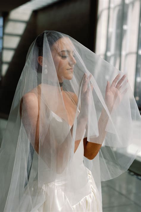 Two Tier Drop Wedding Veil, Long Veil with Blusher, Double Layer – One
