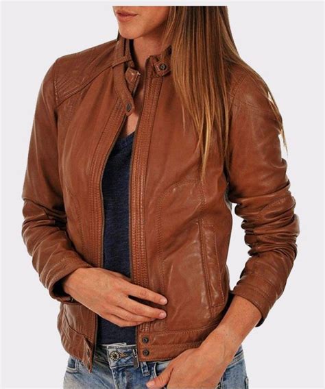 BIKER BROWN REAL LEATHER BROWN JACKET WOMEN $126.00 | Leather jacket women brown, Brown jackets ...