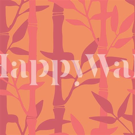 Tropical Bamboo Stripes Orange Wallpaper