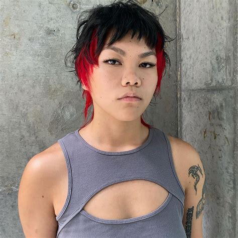 #8 Short Wolf Cut With Red Highlights - Flawless Hair