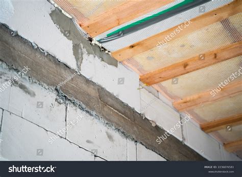 poorly poured concrete armored belt aerated stock photo