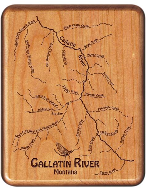 GALLATIN RIVER Map Fly Fishing Box Personalized , Handcrafted, Custom ...