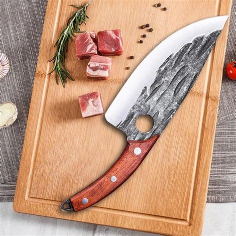 Купить Нож шеф-повара с отверстием для пальца из кованой нержавеющей ...
