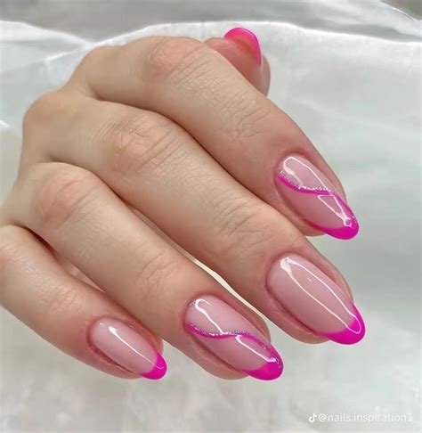 Unha Rosa Pink Com Francesinha Branca - almond / rosa / pink / nail art / glitter / francesinha / básica ...