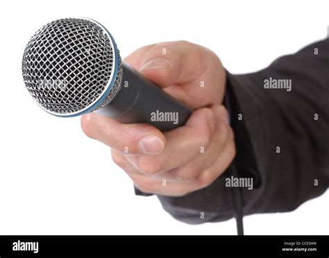 Interview with microphone Stock Photo - Alamy