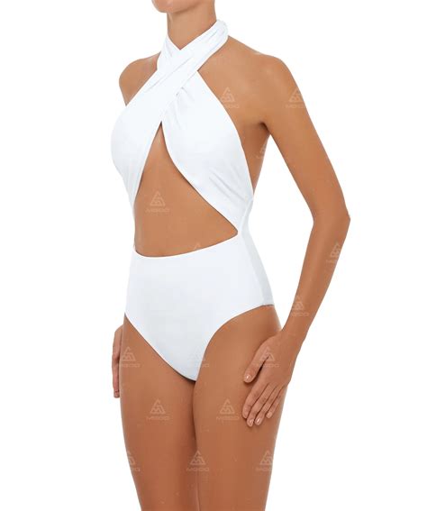OPS011 Hanging Neck Strap Bow Sexy Backless One-Piece Bikini