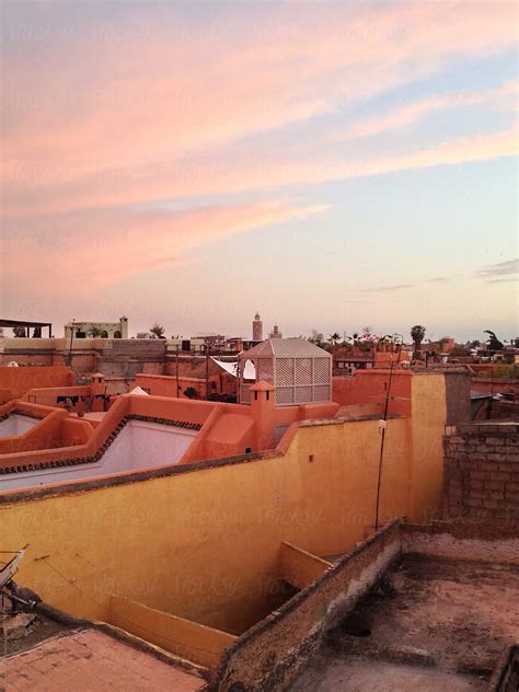 "Rooftop Scene In Marrakesh, Morocco At Sunset" by Stocksy Contributor