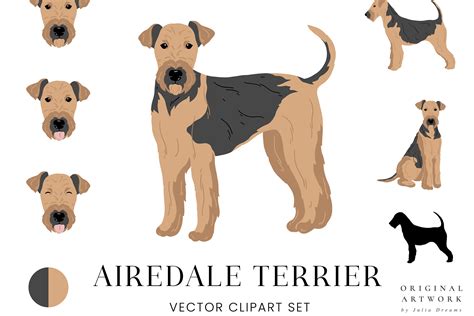 Airedale Terrier Dog Breeds Pets Animals Graphic by Julia Dreams