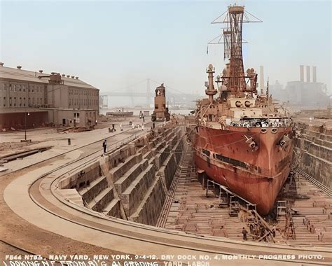 American Battleship USS South Carolina in a drydock at the Brooklyn ...