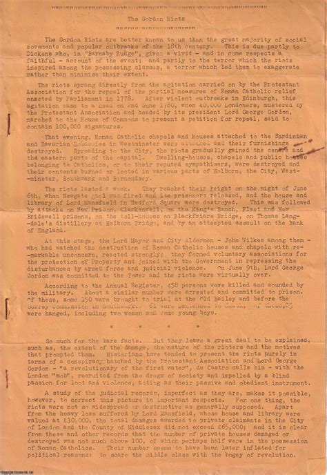 The Gordon Riots. Our History, Sept 1954, No. 11. The Historians' Group