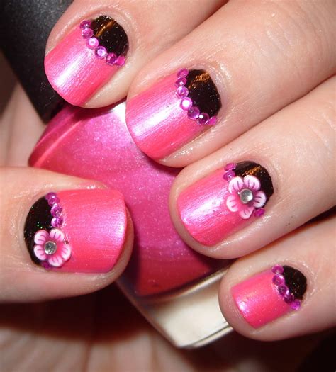 Black Background Flower Nail Art at Joan Stone blog