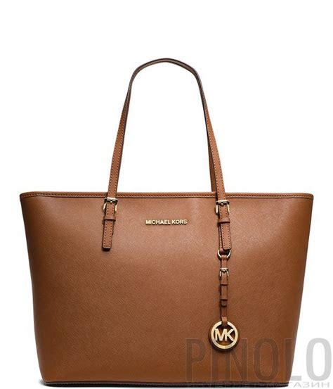 Большая сумка Michael Kors Jet Set Travel на молнии коричневая - купить ...