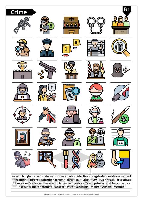 321 Learn English.com: ESL vocabulary: crime (intermediate) (level: b1)