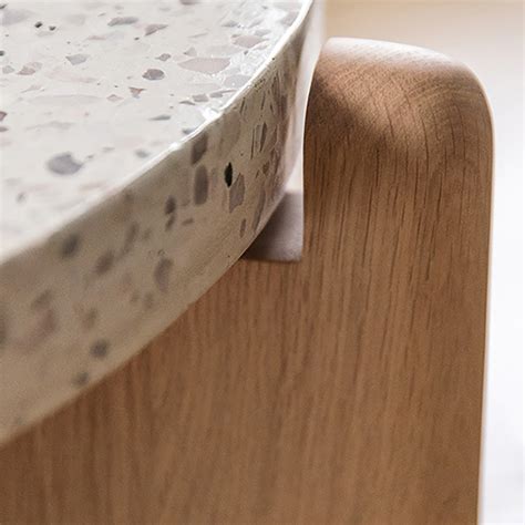 Modern Round Coffee Table with Wooden Top & Solid Wood Base | Homary