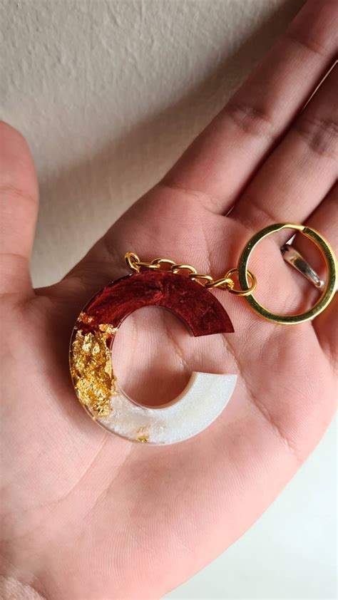 Resin Letter Keychain Red Keychain Personalised Gift for | Etsy