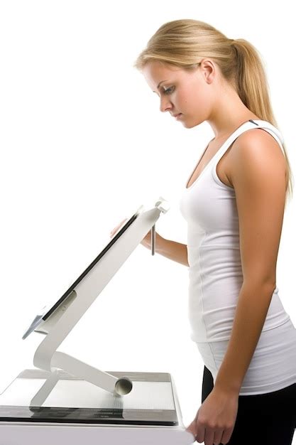 premium photo  young woman    scale  isolated