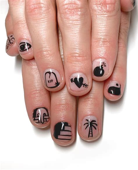 stamp nails black nail art inspo inspiration menicure male polish mens ...