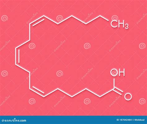 Gamma-linolenic Acid (GLA, Gamolenic Acid) Molecule. Omega-6 Fatty Acid ...