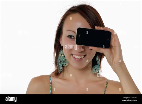 Aisan girl with iphone Stock Photo - Alamy