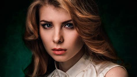 Download Brunette Blue Eyes Model Woman Face HD Wallpaper by Pavel Smetanin