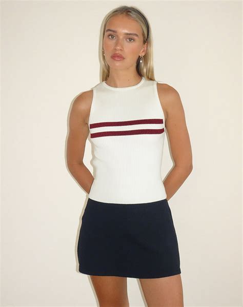 Ivory with Red Stripes Vest | Bonisa – motelrocks-com-us