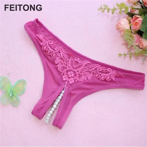 FEITONG panties women thongs Sexy Women Pearl G String And Thongs Solid ...