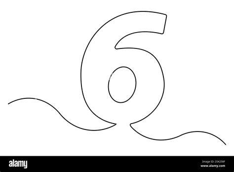 Number six continuous one line drawing of number 6. editable One line ...