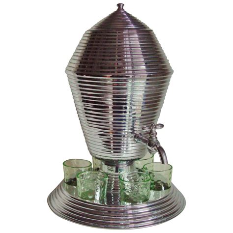 Set of Six Japanese Art Deco Chrome and Green Glass Androgynous Nude