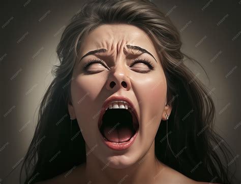 Premium AI Image | Angry woman in agony screaming closeup Mental health