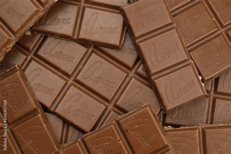 KHARKIV, UKRAINE - JANUARY 27, 2021 Alyonka chocolate square bars ...